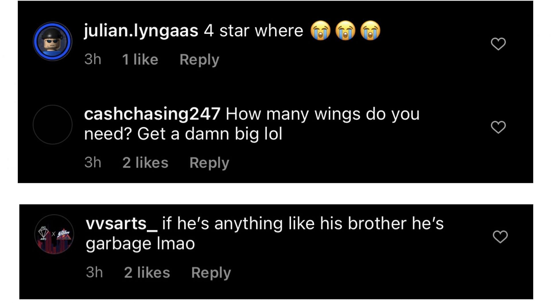 UConn fans react to Jacob Ross joining Huskies team for next season on IG. Image via @recruitnews